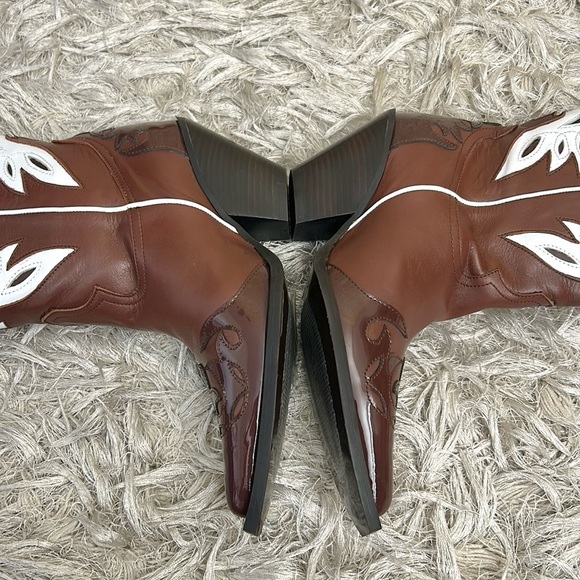 NWOB TORAL Far Brown Leather Knee-High Western Cowboy Boots $591 size 37 US 7 - Picture 11 of 14